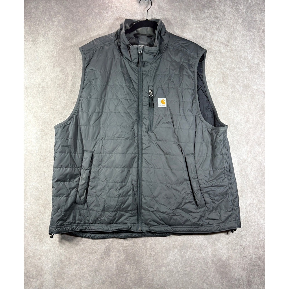 Carhartt Rain Defender Gilliam Insulated Puffer Vest Mens 2XL Gray Quilted
